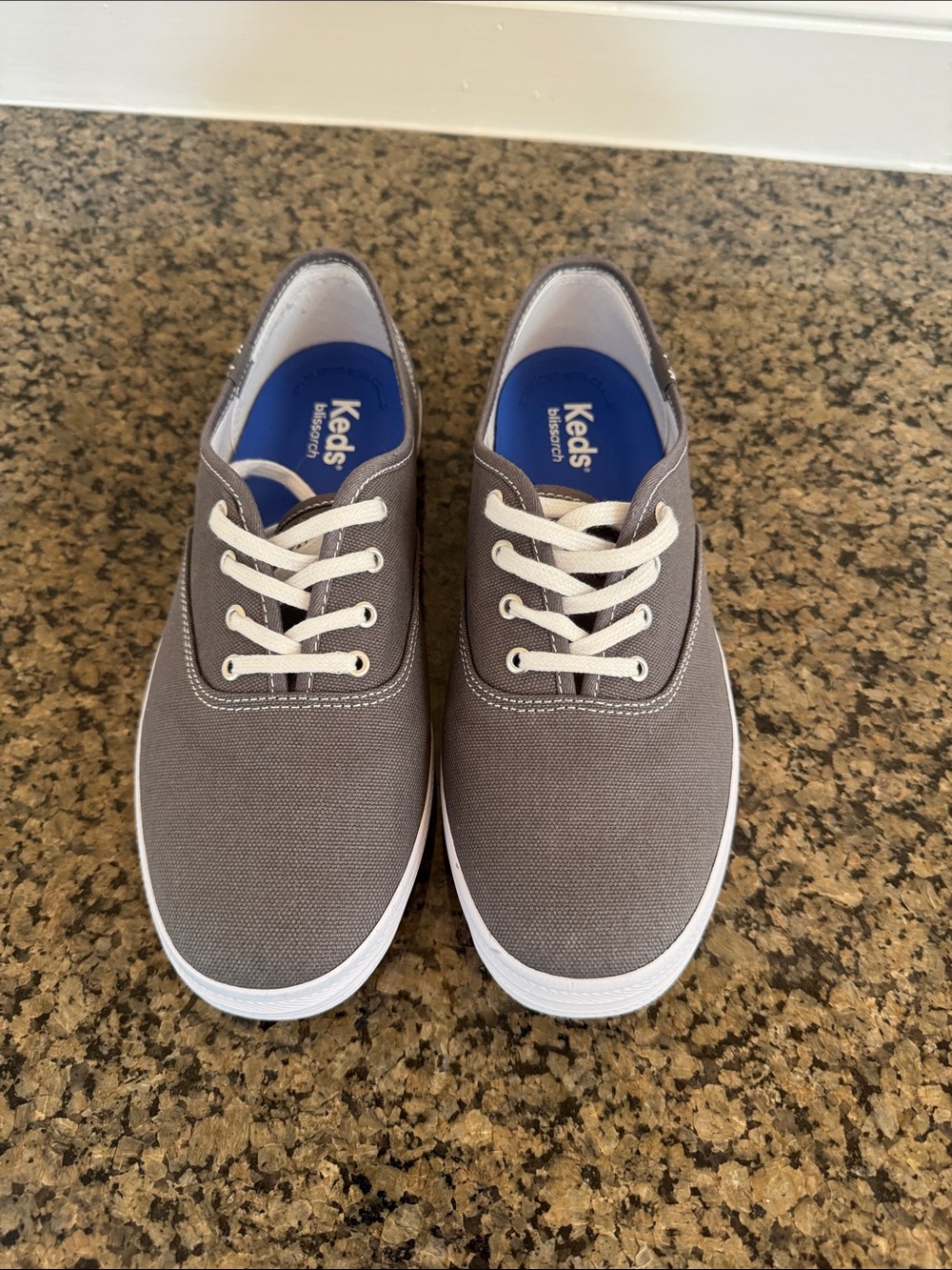 Keds Gray Canvas Low-Top Sneakers with White Laces